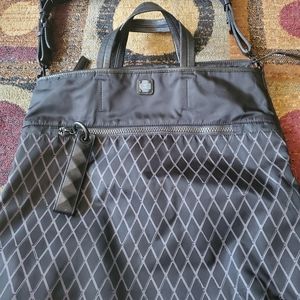 MCM LARGE TOTE. BLACK WITH DARK GRAY ACCENTS
